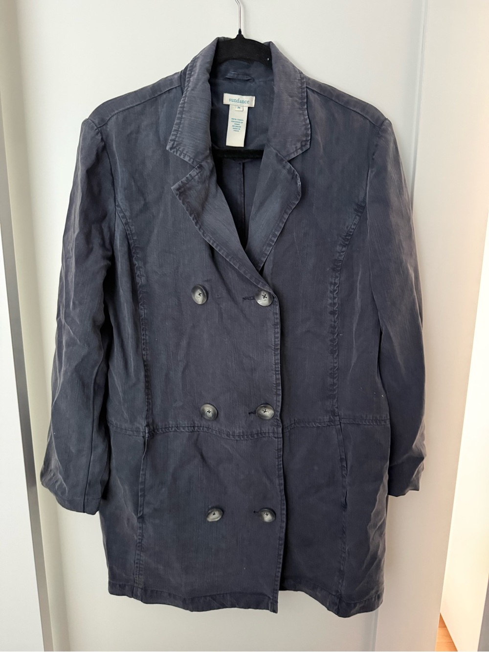 Sundance Double-Breasted Navy Trench Coat - car length